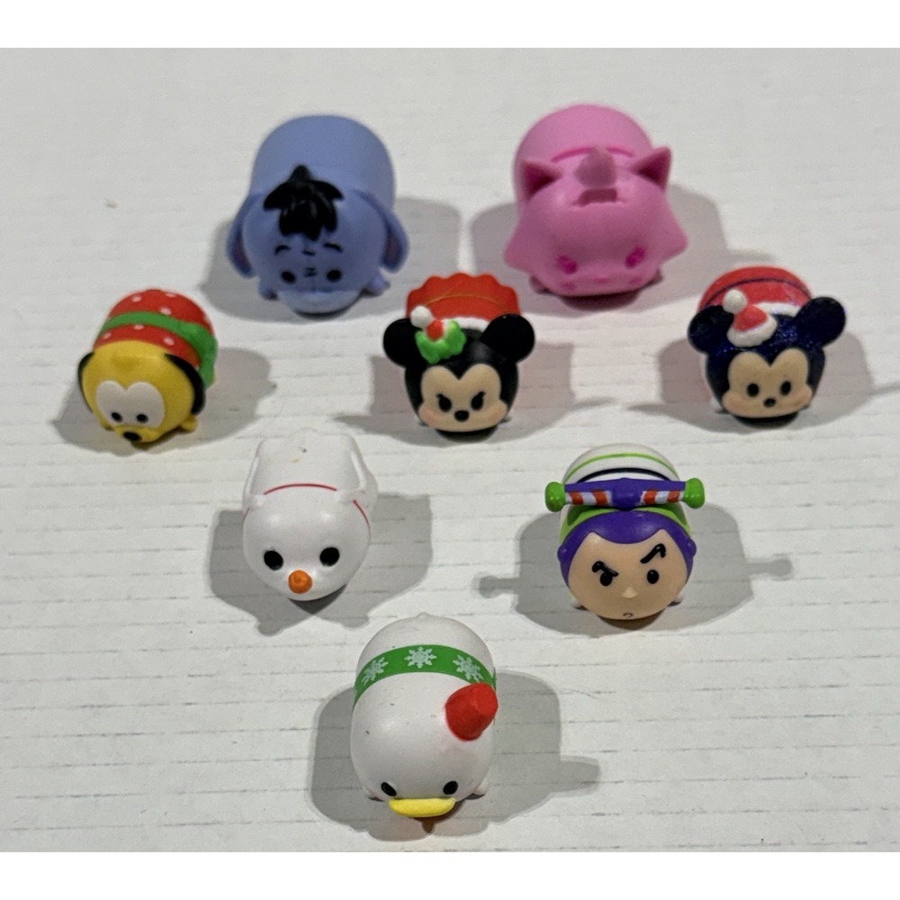 DISNEY Tsum Tsum Mini Lot 8 Mickey Minnie Buzz Pluto Olaf Piglet Eeyore Holiday